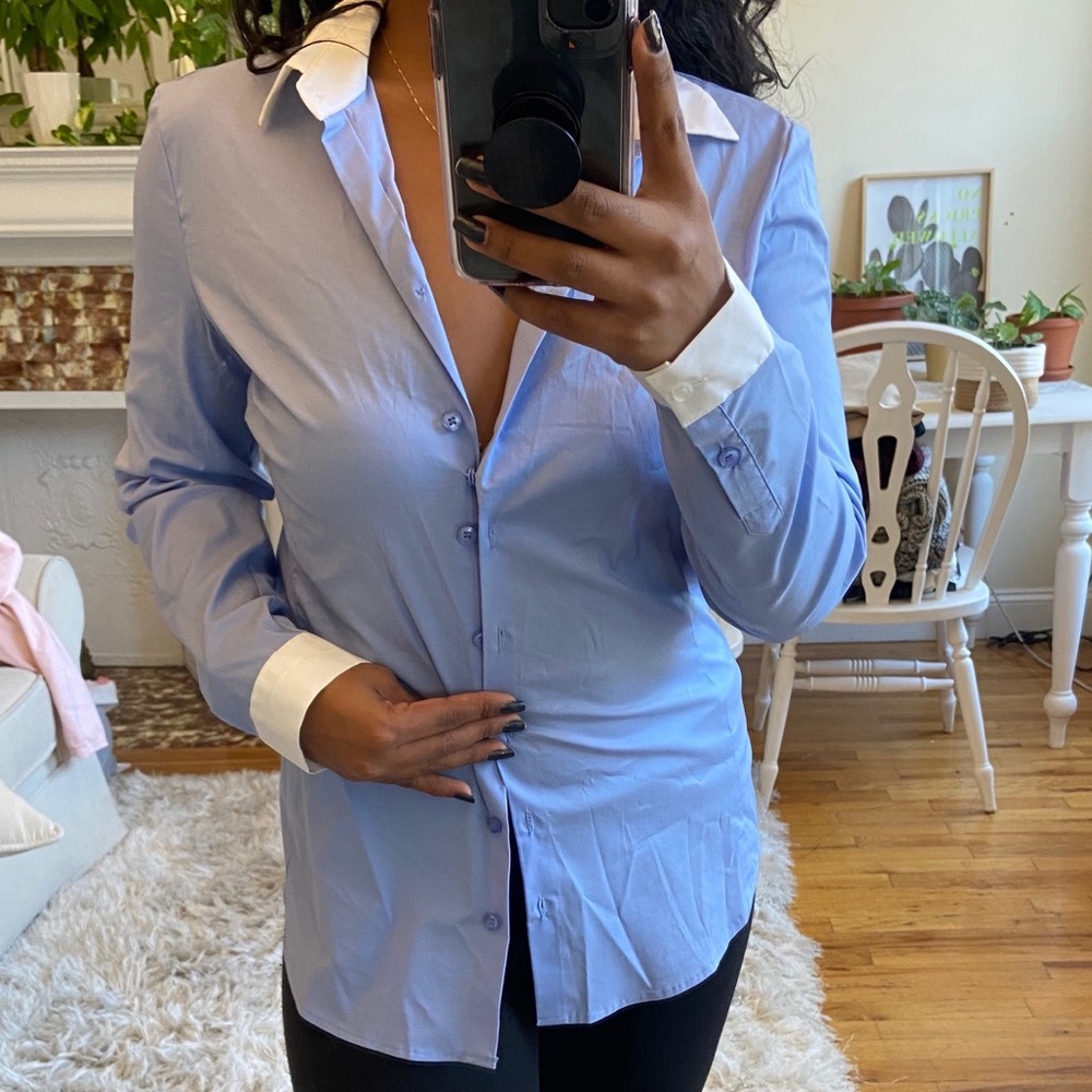 Blue and white dress shirt